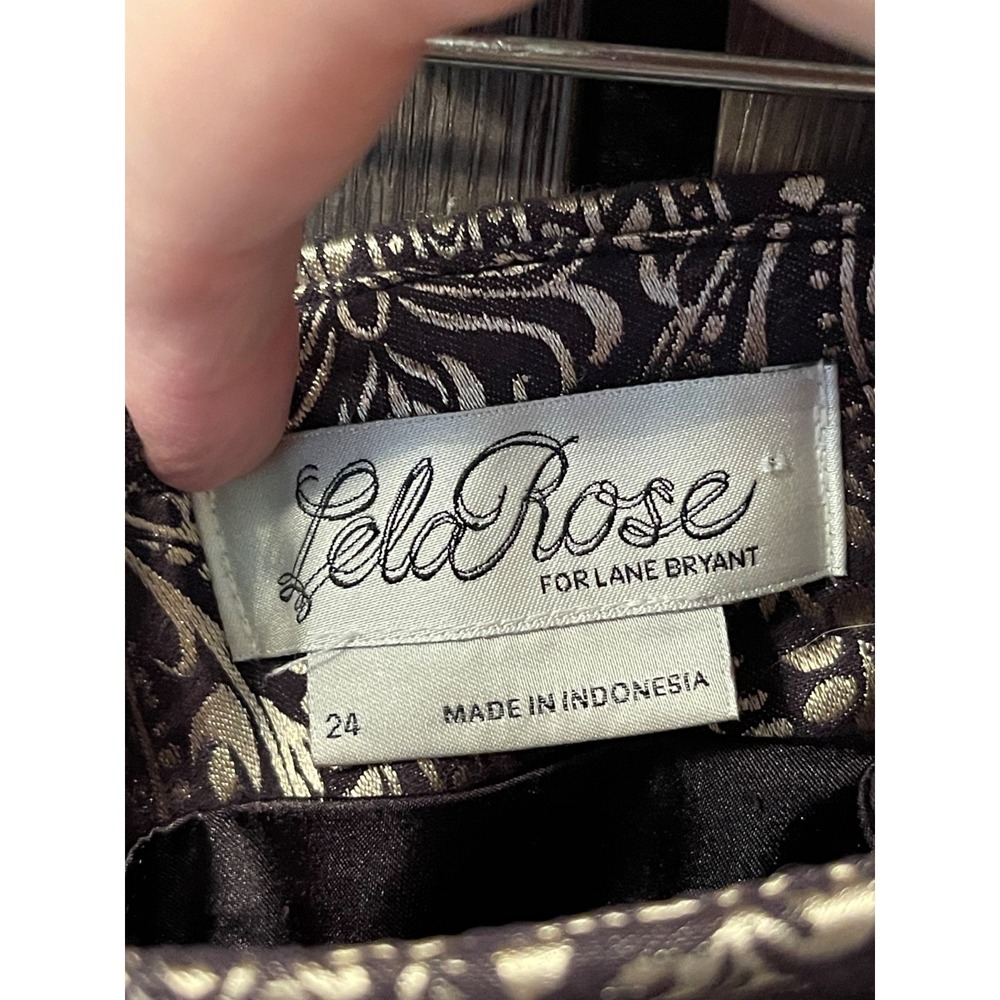 Lela Rose x Lane Bryant - High Low Skirt Black/Silver Cotton Blend Zip - Sz. 24 - Picture 4 of 11